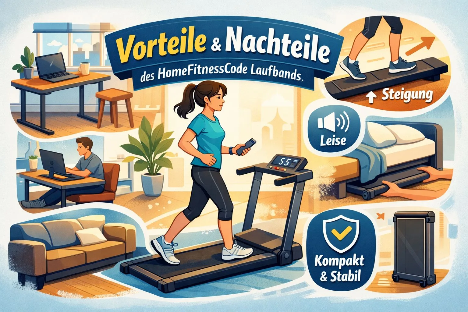 HomeFitnessCode Laufband mit Neigung für Zuhause – Vorteile & Nachteile