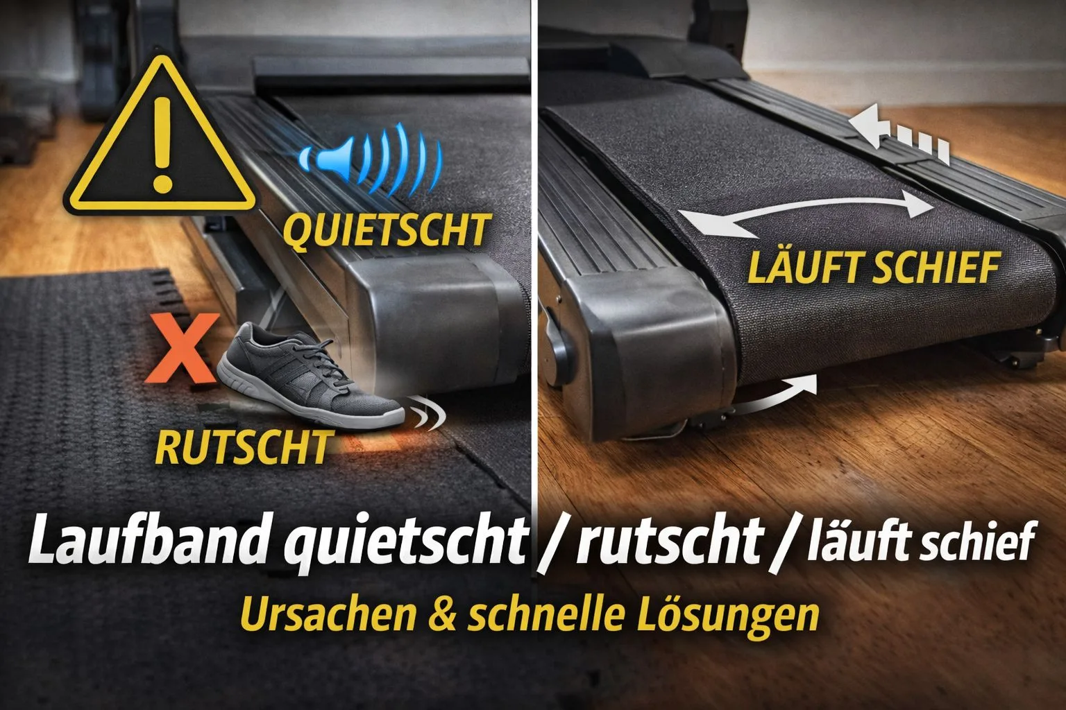 Laufband quietscht / rutscht / läuft schief: Ursachen & schnelle Lösungen