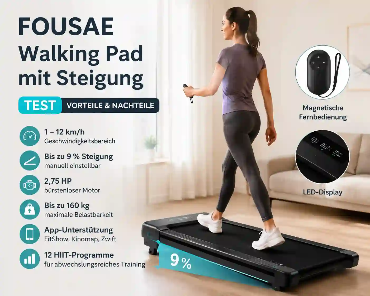 FOUSAE Walking Pad mit Steigung Test: Vorteile und Nachteile